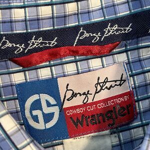 ~ Wrangler XL George Strait Cowboy Cut Collection Button-Down Shirt Blue Plaid
